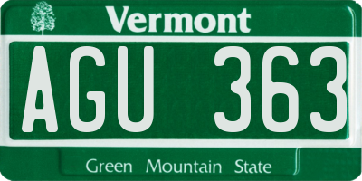 VT license plate AGU363
