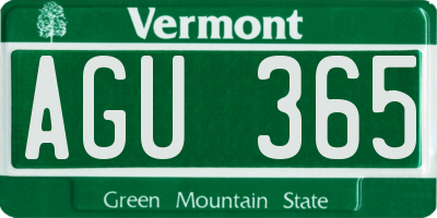 VT license plate AGU365