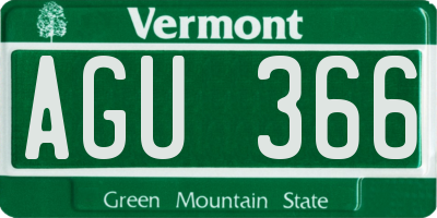 VT license plate AGU366