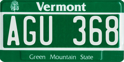 VT license plate AGU368