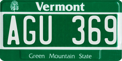 VT license plate AGU369