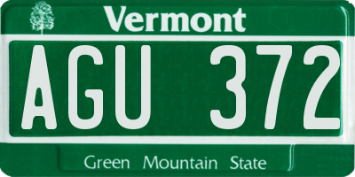 VT license plate AGU372
