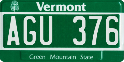 VT license plate AGU376