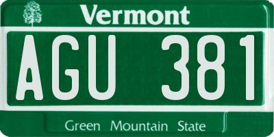 VT license plate AGU381