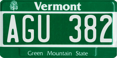 VT license plate AGU382