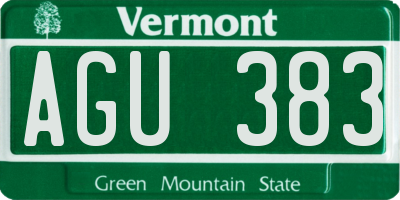VT license plate AGU383