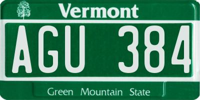 VT license plate AGU384