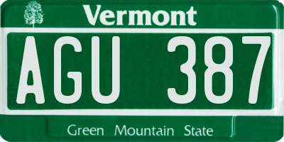VT license plate AGU387