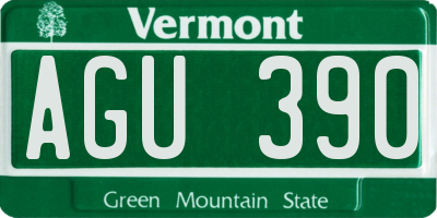 VT license plate AGU390