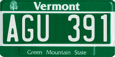 VT license plate AGU391