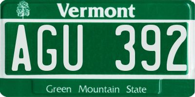 VT license plate AGU392