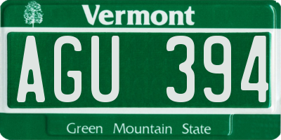 VT license plate AGU394