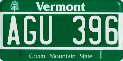 VT license plate AGU396