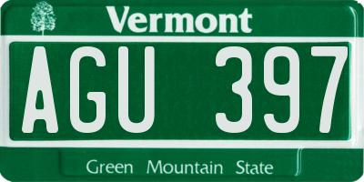 VT license plate AGU397