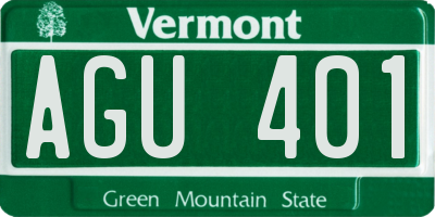 VT license plate AGU401