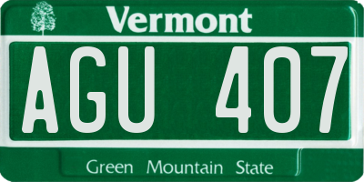 VT license plate AGU407