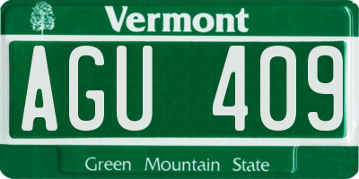 VT license plate AGU409