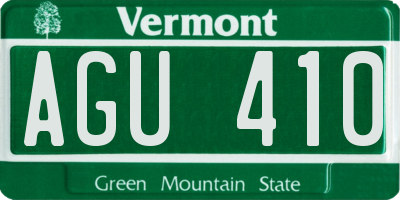 VT license plate AGU410