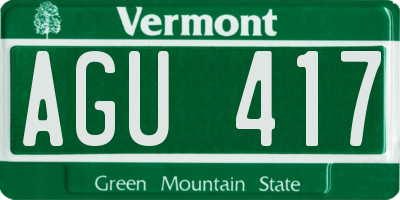 VT license plate AGU417