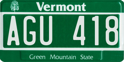 VT license plate AGU418