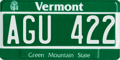 VT license plate AGU422