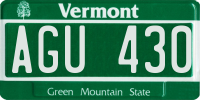 VT license plate AGU430