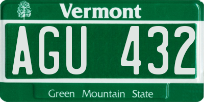 VT license plate AGU432