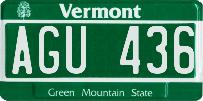 VT license plate AGU436
