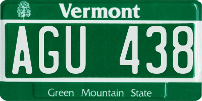 VT license plate AGU438