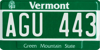 VT license plate AGU443