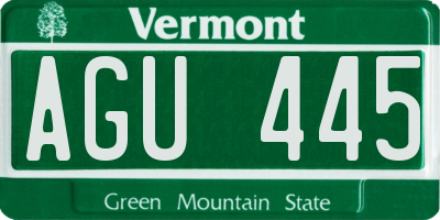 VT license plate AGU445