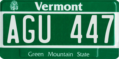 VT license plate AGU447