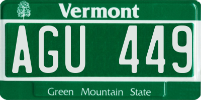 VT license plate AGU449