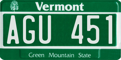 VT license plate AGU451