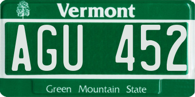 VT license plate AGU452