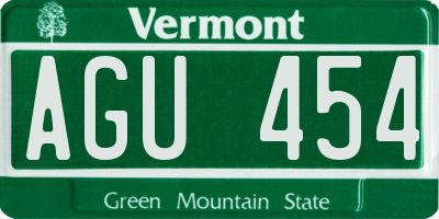 VT license plate AGU454