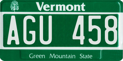 VT license plate AGU458