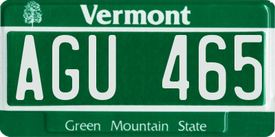 VT license plate AGU465