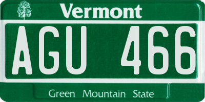 VT license plate AGU466