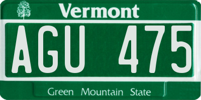 VT license plate AGU475