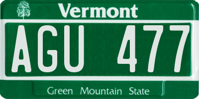 VT license plate AGU477