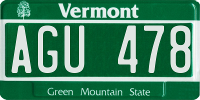 VT license plate AGU478