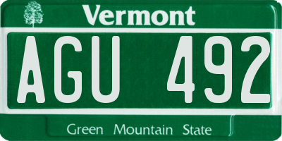 VT license plate AGU492