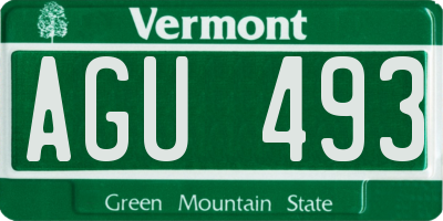 VT license plate AGU493