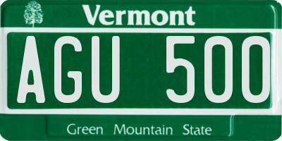 VT license plate AGU500