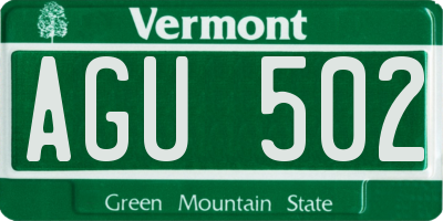 VT license plate AGU502