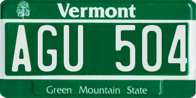 VT license plate AGU504