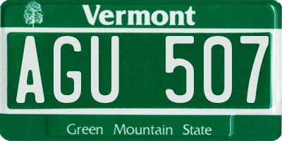 VT license plate AGU507