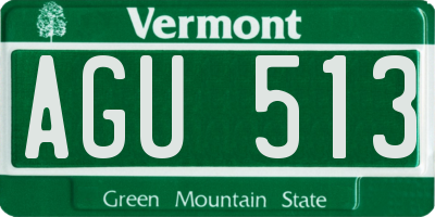 VT license plate AGU513