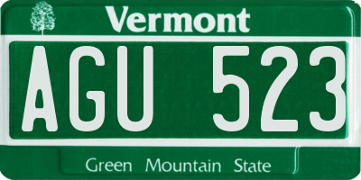 VT license plate AGU523